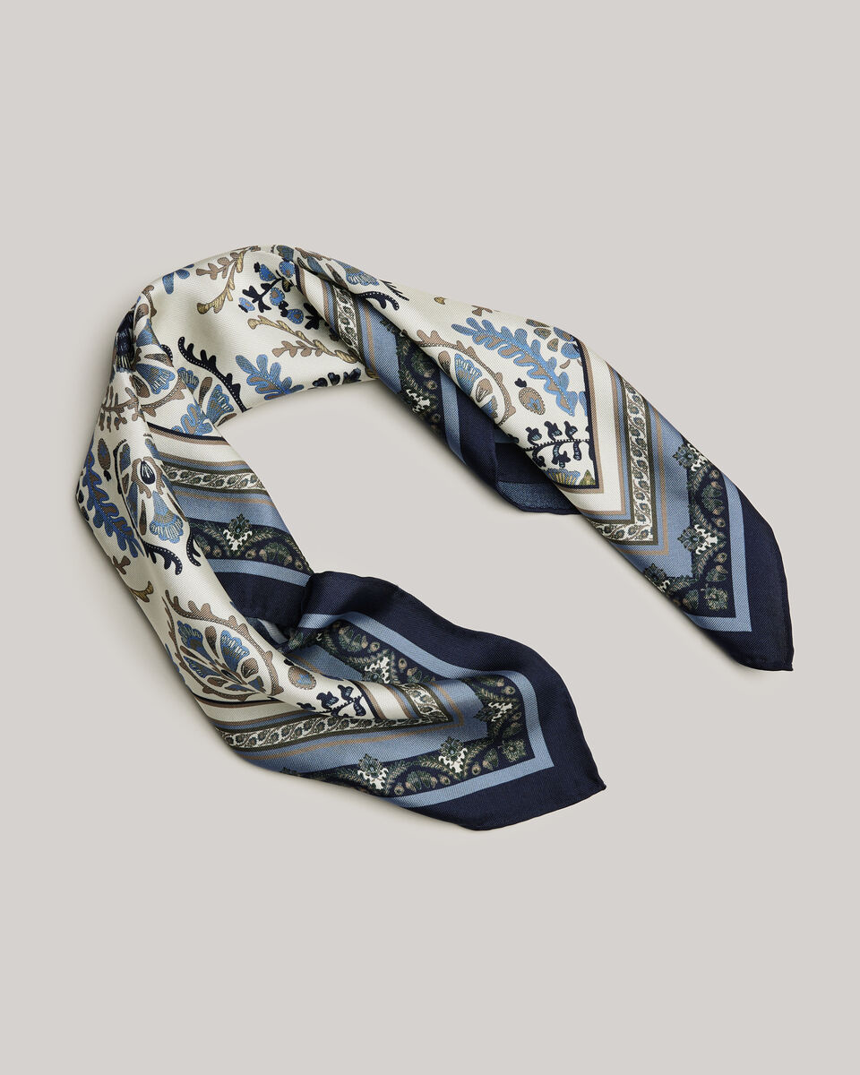Printed Neck Scarf, Navy, hi-res